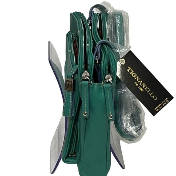 TIGNANELLO Green Leather Crossbody Bag NWT - Picture 3 of 15
